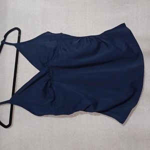 Jaclyn Smith Swimsuit Tankini Top Only Size 14 Navy Blue Crossover V-Neck Padded